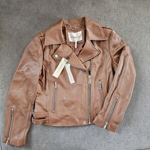 BCBGeneration Genuine Leather Zip Moto Jacket Size Medium